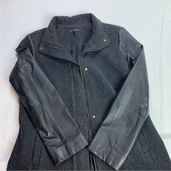 Eileen Fisher Wool Leather Coat Sm - Picture 5 of 10